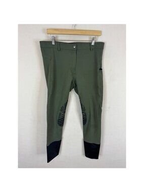 Elation Red Label Sport Equestrian Breeches Olive Green Silicone Full Seat 36R